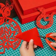 Chinese And Vietnamese New Year Red Xuan Paper 50 Sheets A4 Spring Festival Blank Cutting Paper Half Raw Ripe Red Craft Papers For Lunar New Year 2026 Papers Cutting And Decorations - As Pic - View 2