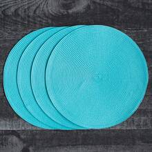 4/6pcs Light Blue Round Woven Placemats, 15 Inches, Rustic Style, Solid Color Minimalist Placemats, Heat Resistant Non-Slip Easy To Clean, Dining Table Decor, Suitable For Restaurant, Hotel, Daily Use, Holiday Party - Baby Blue - View 6