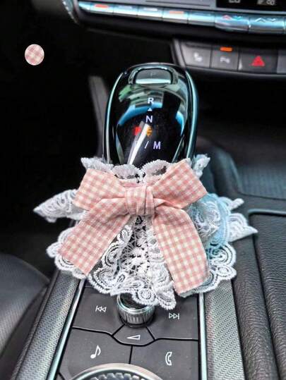 Conjunto de funda para palanca de cambios de coche adorable, que incluye una funda para el freno de mano con lazo y una funda para la palanca de cambios