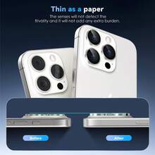 6 pezzi Protezione obiettivo fotocamera in argento HD, protezioni obiettivo ultra resistenti, anti-graffio, vetro temperato ultra sottile anti-graffio, protezione schermo fotocamera in vetro temperato 9H, compatibile con iPhone 17 Pro Max/17 Air/16 Pro Max/16 Plus/16e/15 Pro Max/14 Plus/13 Pro Max, adatto per uso quotidiano, in ufficio, a casa, protezione telefono fotocamera impermeabile antiurto anti-caduta - Argento 6 pezzi - Visualizzare 7