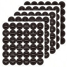 5 Sheets Of 180pcs Round Spice Labels With Adhesive, Suitable For Spice Jars, Blank Writable Labels, Seasoning Labels, Can Be Used For Kitchen Pantry Jars, Lids, Food Containers And Spice Storage Boxes. - Black - View 1