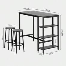 jjyuSIMPLE ECIO Barra de Cocina con 2 Sillas as-Mesa de Bar Cuadrado Gris con Acabado Moderno 1103 Piezas para Cocina Comedor y Sala To Barra. (Gris)Mesa de comedor - Gris - Ver 5