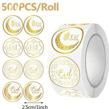 500pcs Adhesive/1pc Holiday Party Stickers, Moon & Star Pattern, Baking Sealing Stickers, Hand Shaped Stickers, Labels, Holiday Stickers - Multicolor - View 5