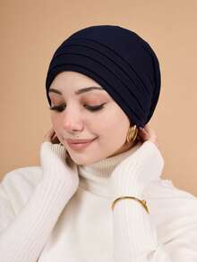 1 pièce Sous-foulard plissé à 4 couches pour femmes, bonnet turban multicouche élastique, bandeau de sport respirant et confortable, polyvalent pour usage quotidien, sport, yoga, mode - turban - Voir 12