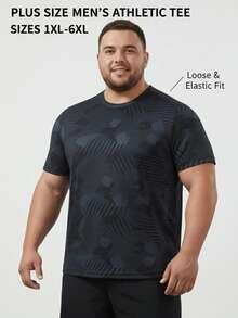 大码男士夏季宽松冰丝短袖T恤，透气速干休闲运动上衣 - 黑色 - 查看 1