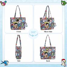 Official Tokidoki Tote Bag With Unicorno Keychain, Cartoon Canvas Bag Handbag Large Capacity Shoulder Bag For Women Girls - 彩色 - 查看 6