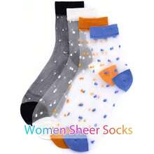 4 Pairs Women's Summer Lightweight Silk Stockings, Comfortable Transparent Mid-Calf Socks, Women's Crew Socks - Multicolor - View 2