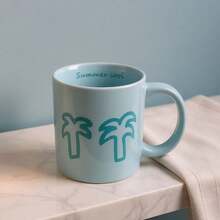 清爽夏日风情蓝色陶瓷马克杯——俏皮的椰树涂鸦设计，内壁印有“夏日清凉”字样，是冰咖啡、冷萃咖啡和海滩主题饮品的理想之选，为您的日常补水增添趣味和活力。 - 彩色 - 查看 12