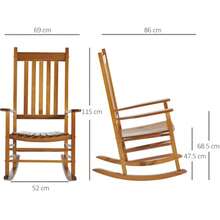Wooden Rocking Chair With Armrests, Garden Swing, Natural Finish, 69 X 86 X 115 Cm, Ideal For Relaxation - Ginger - View 3
