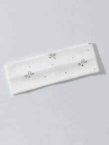 1件装女士休闲可爱街头风蝴蝶结印花沙滩/度假发带，涤纶材质，百搭日常佩戴，女士时尚发饰，优雅发带 - 彩色 - 查看 9