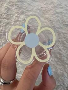 Funda de teléfono minimalista con flor amarilla pequeña y soporte, accesorio de teléfono unisex retráctil y creativo - Multicolor - Ver 1