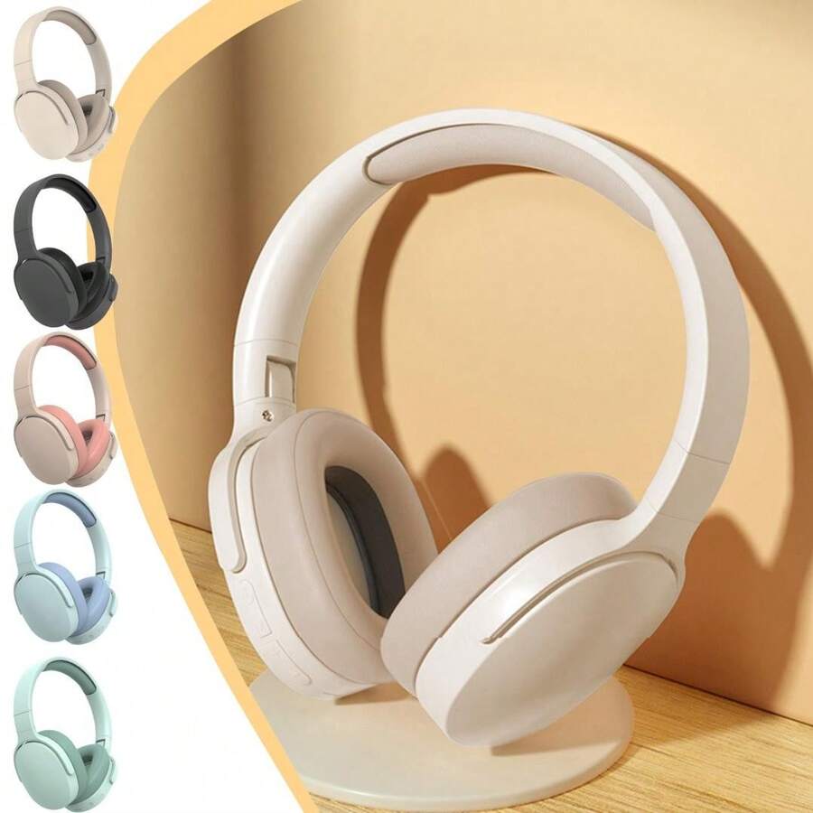 Wireless Over-Ear Bluetooth Headphones, Deep Bass Wireless Headphones With Mic, Noise Isolating, Lightweight Folding HiFi Stereo Headset For Travel/Tablet/PC/Home - 卡其色 - 查看 1