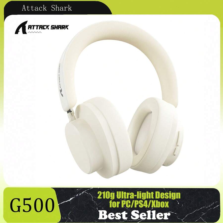 ATTACK SHARK G500 主动降噪无线耳机，头戴式蓝牙耳机，内置麦克风，支持蓝牙5.3和3.5mm有线双模连接，轻巧可折叠，贴耳式设计，适合家庭/办公室使用 - 彩色 - 查看 1