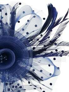 1 pieza Sombrero con velo para fiesta de té de damas, tocado encantador - Azul marino - Ver 7