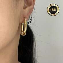 High-Quality Stainless Steel Women Hoop Earrings,18K Gold Plated Anti-Wear Anti-Fade,Hypoallergenic 316L Ear Post,Elegant Charming Fashionable Designer Simple Classic Style Unisex Jewelry Earrings For Daily Festival Vacation Parties - Gold - View 8