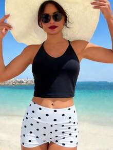 女士性感印花吊带比基尼套装，两件式泳衣，适合海滩派对和假期穿着 - 彩色 - 查看 5