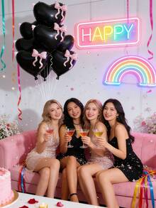 8/4/1pc 22-Inch Black Foil Balloons, Suitable For Backdrop Decoration, Social Media Photo Props, Romantic Surprise Night, Engagement, Wedding, Birthday Decoration, Proposal, "She Said Yes", Red Wall, "Will You Marry Me?", Romantic Proposal, "Will You Be My Girlfriend?", Sister's Day, Heart-Shaped Foil Balloons - Black - View 4