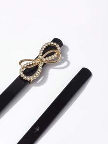 1pc Children's Leather Bowknot Waist Belt - Black - View 4