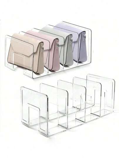 1pc/2pcs PET Material Storage Box, Suitable For Wardrobe, Bag And Wallet Storage, No Assembly Required, Transparent Handbag Storage Box For Organizing Handbags, Clothes, Sweaters, Wardrobe Dividers