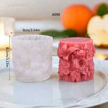 Rose Flower Pillar Aroma Candle Silicone Mold, DIY Lily Flower Cylinder Grinding Tool, New Cross-Border Design - White - View 4