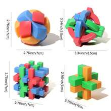 4pcs/6pcs/9pcs Colorful Transparent ABS Luban Lock Set, Brain Teaser Puzzle Toy, Unlocking Disassembly Thinking Jigsaw For Kids, Teens, Adults, Montessori STEM Educational Toy - Multicolor - View 14