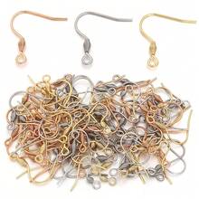 50pcs/Pack Stainless Steel Domed Earring Hooks, Spring Flattened Earring Pendant Accessories, Simple Earring Jewelry DIY Components - With Drum Earhook - View 7