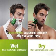 Beard Trimmer For Men: Vacuum Mustache Trimmer For Less Mess Waterproof- Rechargeable Electric Beard Cutting Kit With Adjustable Length Comb-Built-In Vacuum For Sideburns/Stubble - Green - View 9