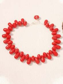 1pc Fashionable Asymmetrical Resin Handmade Beaded Geometric Water Drop Necklace, Minimalist Design - Multicolored Teardrop Beads - View 7