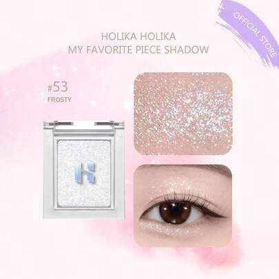 HOLIKA HOLIKA My Favorite Eyeshadow Shade 53 FROSTY, Lightweight & Smooth Pressed Texture, Long-Lasting & Smudge-Proof, Portable Pocket Size, Easy Finger Application, Non-Creasing, Convenient Touch-Up, Travel Essential, De-Puffing, 5-Minute Emergency Makeup, Korean Beauty, 1.8g/0.06oz