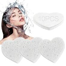 Compressed Cellulose Heart Shape Facial Sponges Natural Cosmetic Spa Sponges Reusable For Facial Cleansing Exfoliating - Coral Pink - View 23