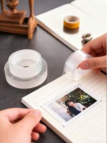 3卷500厘米/196.85英寸纳米双面胶带，高强度丙烯酸凝胶胶带，防水透明可重复使用可水洗多用途胶带，适用于地毯、海报、家居、办公室、塑料、墙面安装 - 彩色 - 查看 4