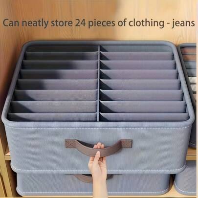 1 ชิ้น ตะกร้าเก็บของไนลอนขนาดใหญ่คุณภาพสูง, ถังจัดระเบียบพับได้และประกอบง่ายระดับพรีเมียมพร้อม 24 ช่อง, เหมาะสำหรับใช้ในเชิงพาณิชย์สำหรับเสื้อผ้า, กางเกงยีนส์, ถุงเท้า, ชุดชั้นในและของใช้ส่วนตัว, ทำจากวัสดุ