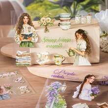 每本20张，花卉主题，复古贴纸书，可用于装饰手机壳、剪贴簿、明信片、笔记本、相册，创意DIY材料包，生日礼物，培养手工技能，复古花卉贴纸套装 - 多色 - 查看 4