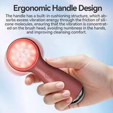 Colorful LED Silicone Face Wash Brush -  Vibration Face Cleaner With Heat Sensation, 3 Modes & Ergonomic Handle, Waterproof Electric Face Brush For At-Home Spa & Travel Skincare (Pink) - 黑色 - 查看 8