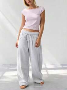 Women Y2K Polka Dot Print T Shirt Summer Crop Tops Off Shoulder Solid Color Tee Short Sleeve Crop Slim Fit Shirts Casual Shirts For Daily Office Party Streetwear For Girls - 粉紅色 - 查看 6