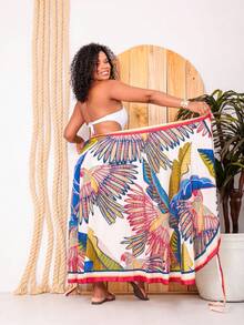 Beach Cover-Up, Pareo Skirt, Printed Silk Beach Wrap, Wrap-Style Cover-Up - 金剛鸚鵡的飛行 - 查看 2