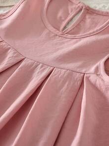 bearleader 女童可爱蝴蝶结荷叶边无袖连衣裙，粉色时尚夏季生日派对服装 - 粉色 - 查看 5