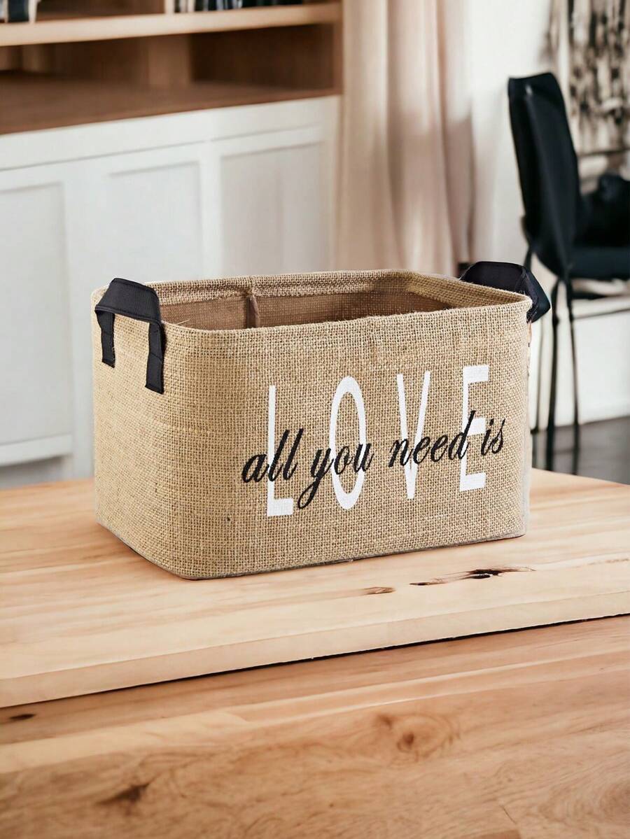 Jute Wardrobe Laundry Organizer, Kids Room Toy Organizer, Foldable Storage Basket 37x27x25 - Multicolored - View 1