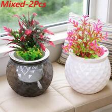 4 pezzi Piccoli vasi idroponici pigri, vasi in plastica trasparenti a doppio strato, vasi autoinaffianti con corda di cotone assorbente, accessori per la cura delle piante da interno ed esterno, balcone e scrivania - A - Visualizzare 12