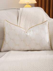 Miater 1pc/2pcs Gold Jacquard Faux Silk Throw Pillow Cover, Luxury Geometric Pattern Home Decor For Living Room Sofa, Spring/Summer - Beige - View 10