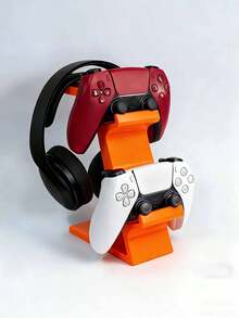 1个二合一游戏手柄耳机支架，通用游戏手柄收纳盒，可存放2个游戏手柄和1个耳机，三合一游戏手柄收纳方案，塑料材质，适用于桌面整理，游戏机收纳盒，紧凑型收纳盒，时尚游戏装备，高品质支架 - 彩色 - 查看 12