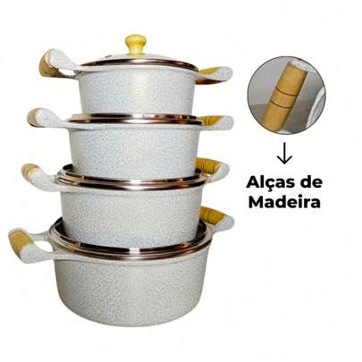 Jogo de Panelas Caçarolas Alumínio Fundido Batido Grosso Alta Qualidade Jogo N°14 ao N°24 com Tampa Escolha sua Cor e Quantidade