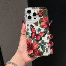 Shockproof Airbag Butterfly Flower Pattern Phone Case Compatible With Apple/ Series 11, 12, 13, 14, 12 Pro Max, 13 Pro Max, 15, 15 Pro, 15 Plus, 15 Pro Max, 16, 16 Pro, 16 Plus, 16 Pro Max, 17, 17 Pro, 17 Pro Max / A55, S21 FE, A72, S25 Plus - Multicolor - View 1