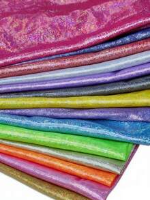 1pc Laser Holographic Metallic Shiny Fabric, Soft Drape Easy Cut Design For DIY - Multicolor - View 1