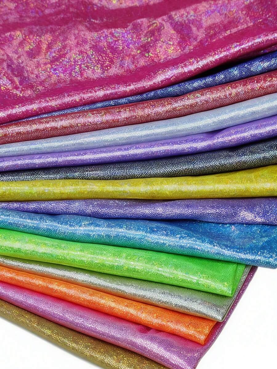 1pc Laser Holographic Metallic Shiny Fabric, Soft Drape Easy Cut Design For DIY - Multicolor - View 1