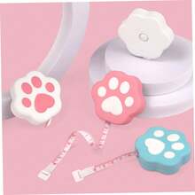 2pcs Cute Cartoon Cat Paw Mini Retractable Tape Measure, Soft Flexible Ruler With Button, Suitable For Tailoring, Sewing, Body Measurement, Portable Small Size - A - View 2