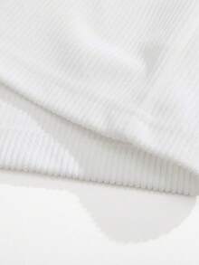 Men's Corduroy Crewneck Sweatshirt Spring/Autumn Solid Color Casual Versatile Long-Sleeve Pullover Sports Shirt Comfortable Fabric Round Neck - White - View 5