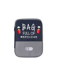 便携式医疗包，印有“装满药品”字样和药丸图案，小巧的急救包，适合露营、旅行和居家使用，方便携带的药品袋，应急包，多种颜色可选，是注重健康和外出人士的必备之选，必要的医疗配件，日常保健收纳包，药盒，药瓶，药罐，医院包，药品整理包，药品储存袋，旅行必备包，度假必备 - 彩色 - 查看 10