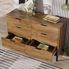 (=834445AAD) Chest Of Drawers, Sideboard With 6 Drawers, 120 X 40 X 76 Cm In Dark Oak, Tall Sideboard For Bedroom And Living Room - Dark Oak - View 2