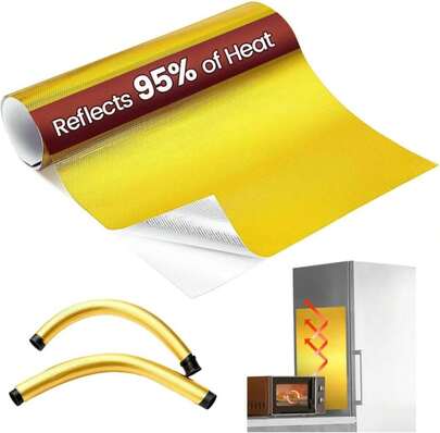 Heat Shield Automotive Aluminum Reflects 95% Of Radiant Heat , 12" X 24" Stove Heat Shield To Protect Refrigerator, Heat Shield Wrap For Exhaust, Motorcycle, Wood Stove, Cabinet, Fireplace (Silver)